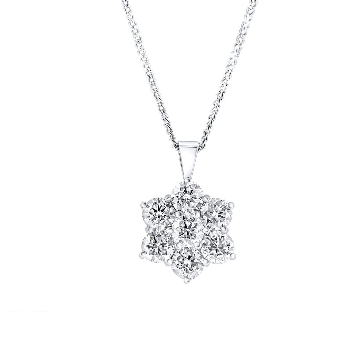 Platinum 1.50ct diamond flower cluster pendant