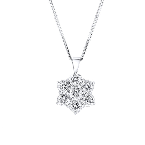 Platinum 1.50ct diamond flower cluster pendant