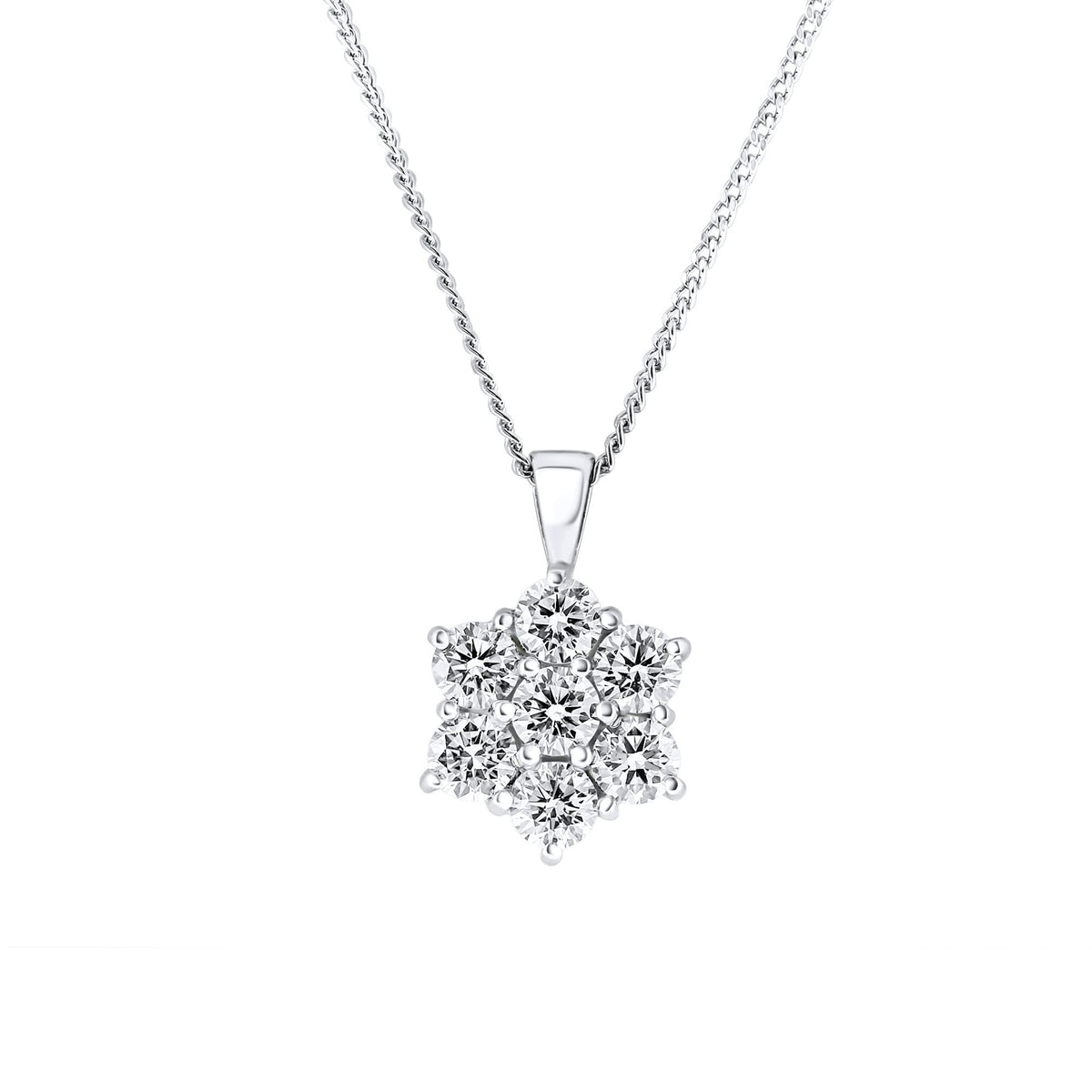 Platinum 1.00ct diamond flower cluster pendant