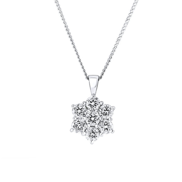 Platinum 1.00ct diamond flower cluster pendant