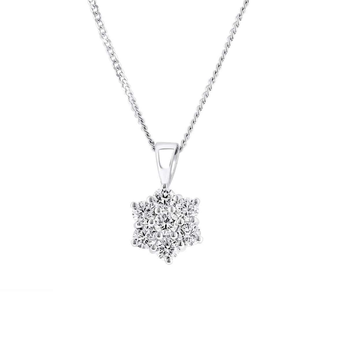 Platinum 0.50ct diamond flower cluster pendant