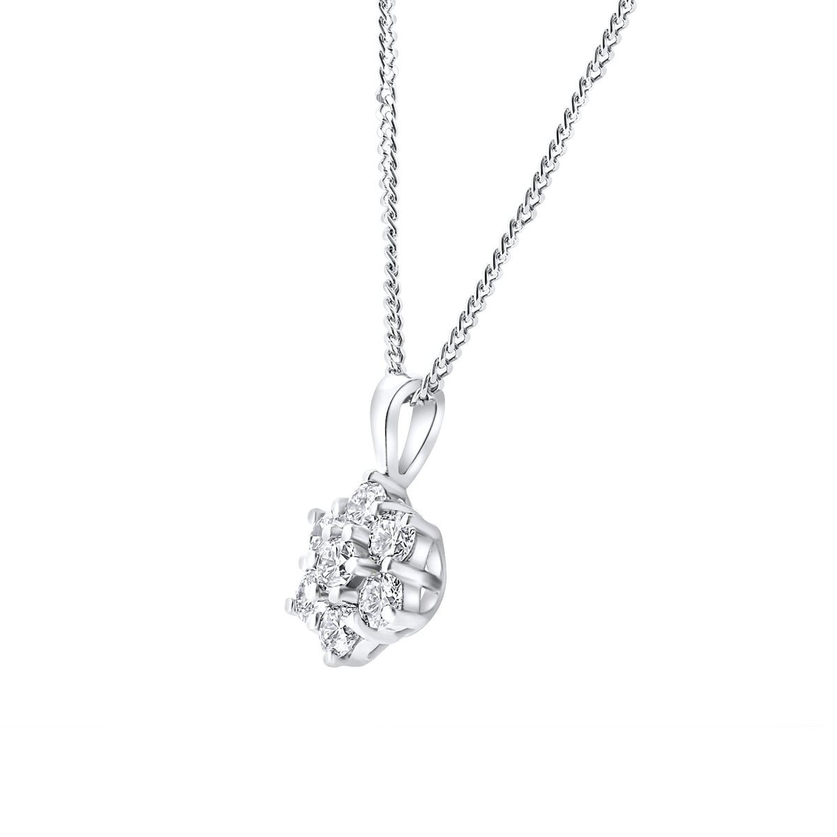 Platinum 0.50ct diamond flower cluster pendant