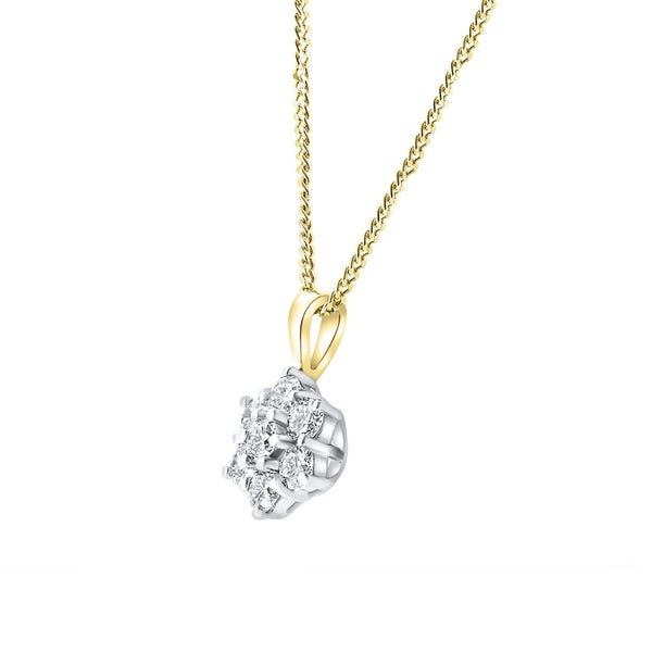 18ct yellow gold 0.50ct diamond flower cluster pendant