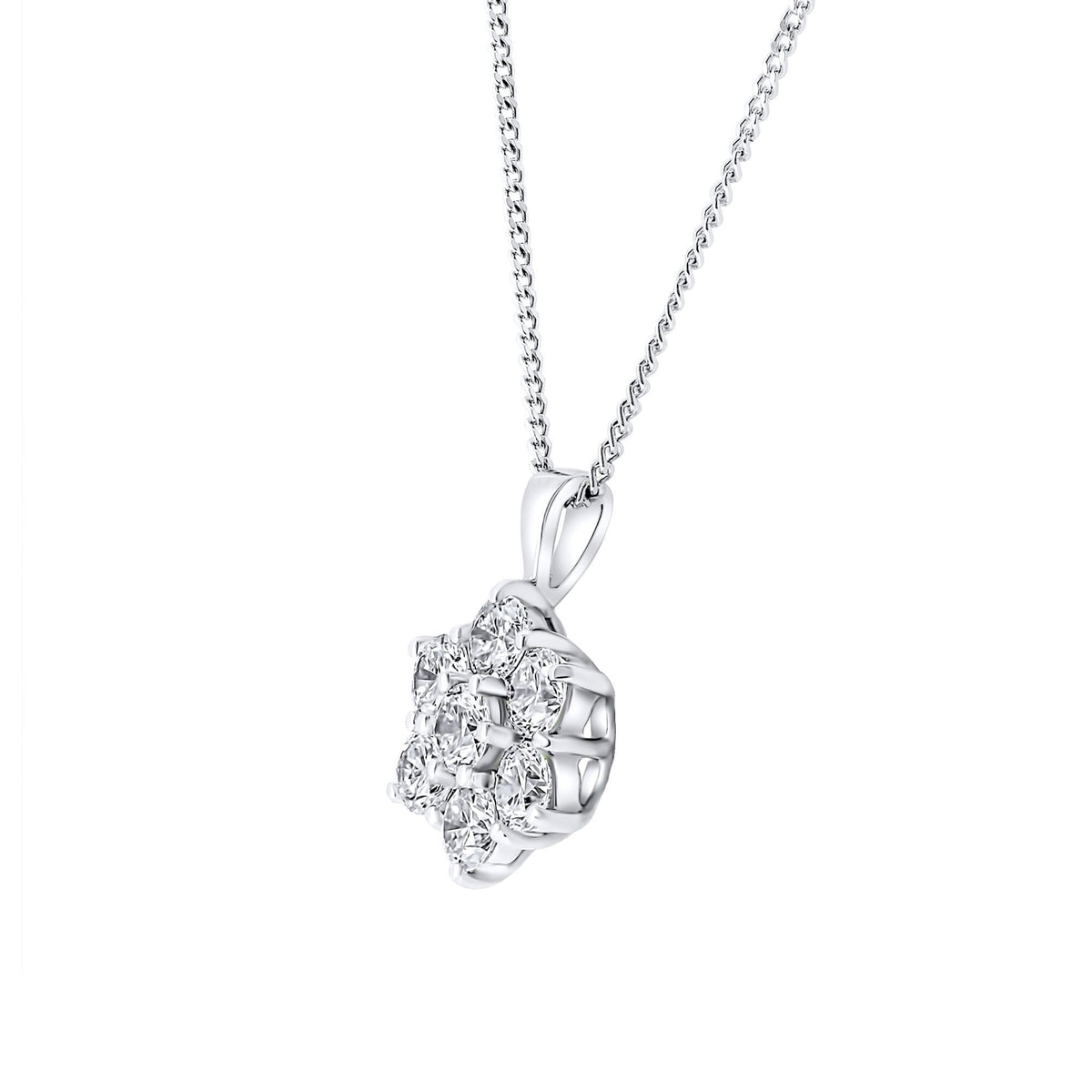 18ct white gold 0.75ct diamond flower cluster pendant
