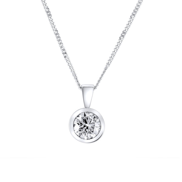 Platinum 0.70ct F VS2 GIA round brilliant diamond pendant