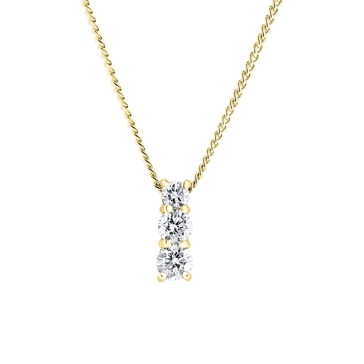 18ct yellow gold 0.33ct round brilliant diamond trilogy pendant