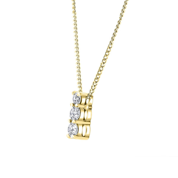 18ct yellow gold 0.33ct round brilliant diamond trilogy pendant