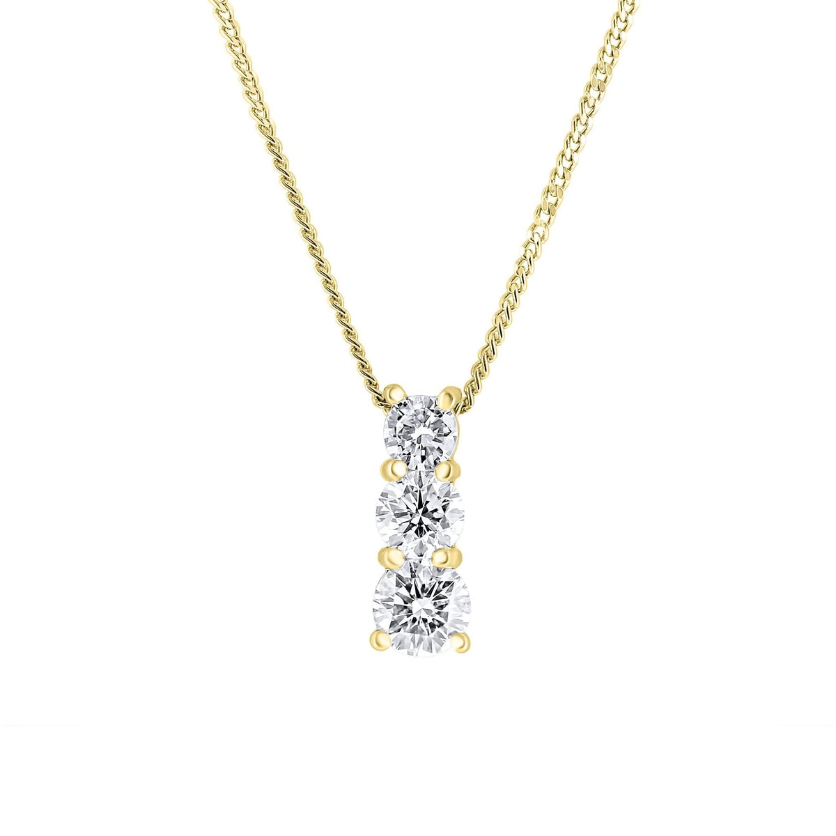 18ct yellow gold 0.75ct round brilliant diamond trilogy pendant