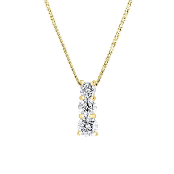 18ct yellow gold 0.75ct round brilliant diamond trilogy pendant