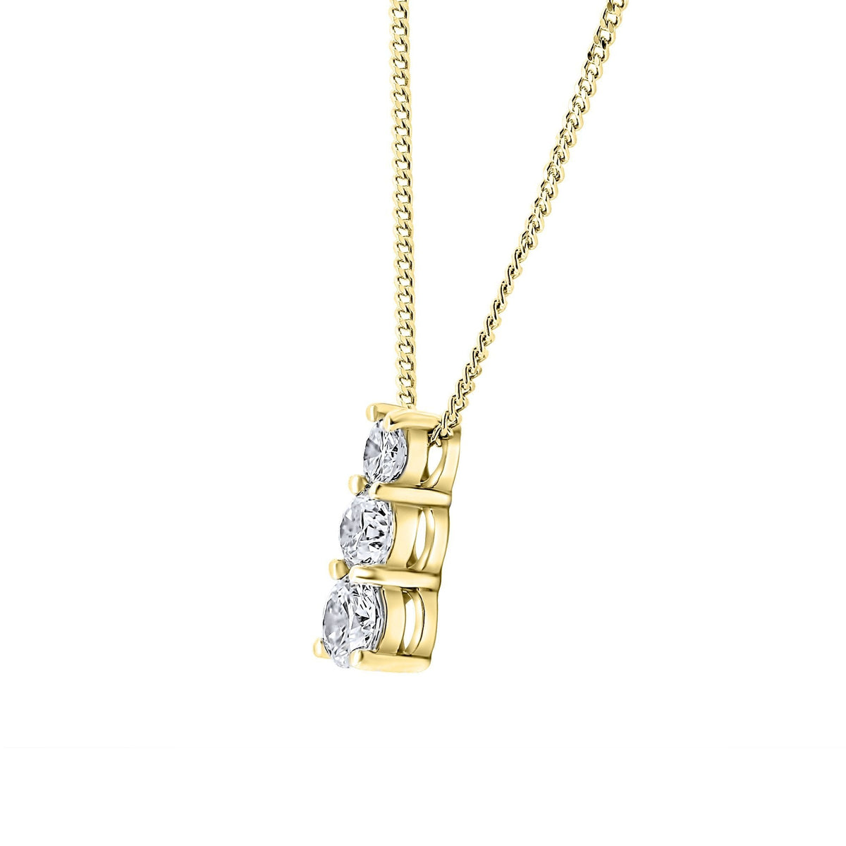 18ct yellow gold 0.75ct round brilliant diamond trilogy pendant