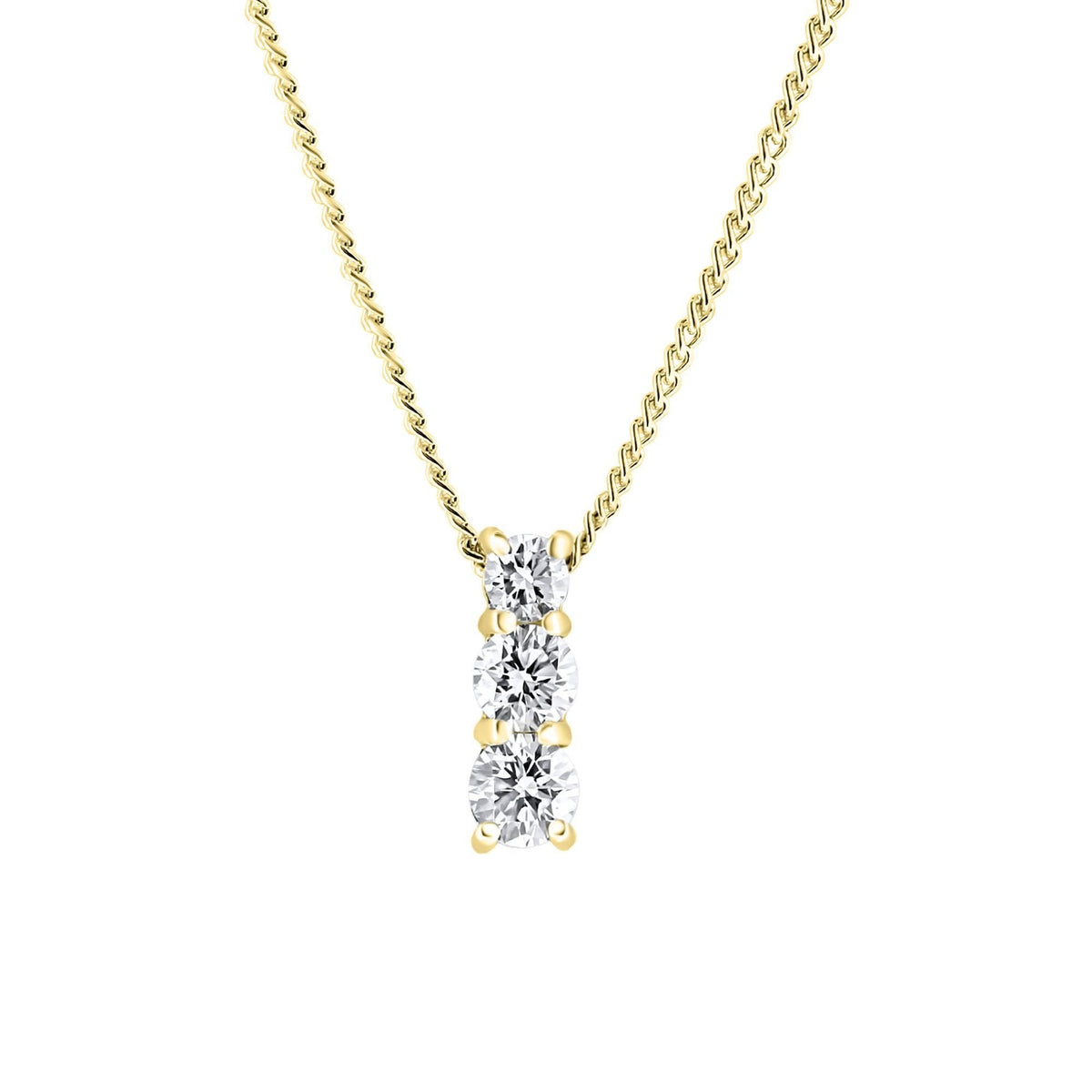 18ct yellow gold 0.50ct round brilliant diamond trilogy pendant