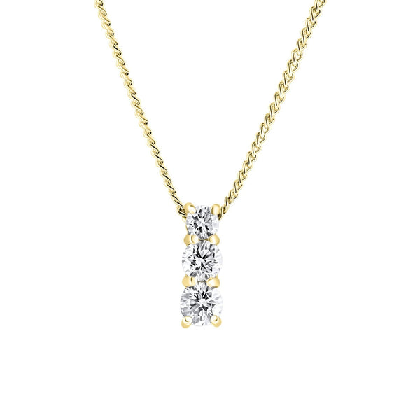 18ct yellow gold 0.50ct round brilliant diamond trilogy pendant