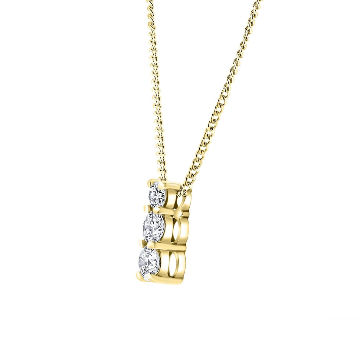 18ct yellow gold 0.50ct round brilliant diamond trilogy pendant