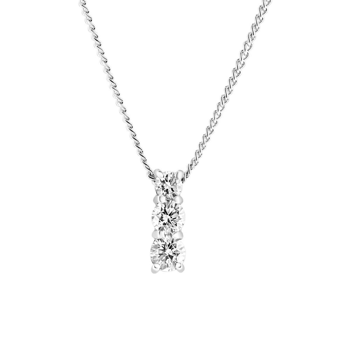 Platinum 0.50ct round brilliant cut diamond trilogy pendant