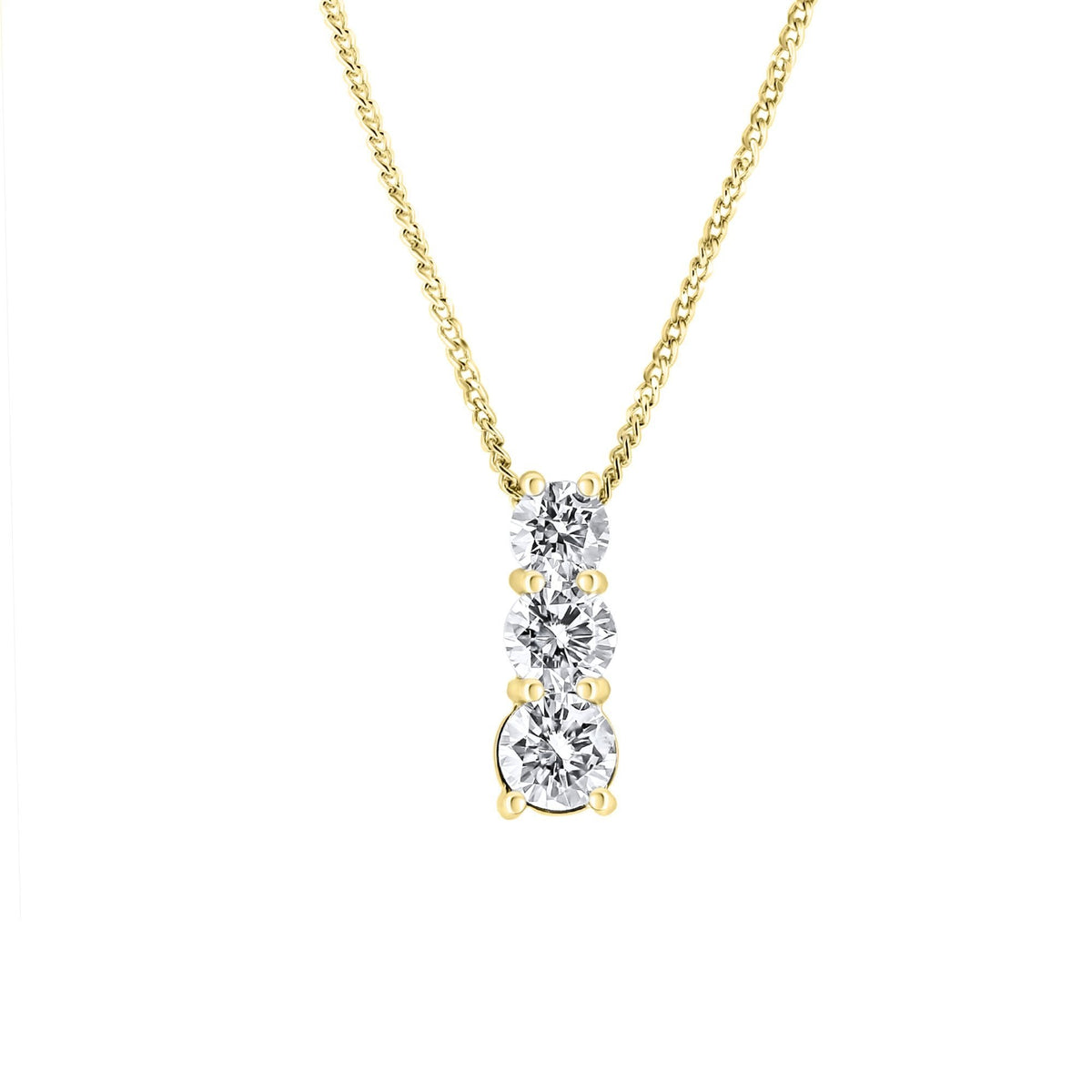 18ct yellow gold 1.00ct round brilliant diamond trilogy pendant