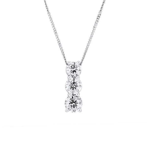 Platinum 1.50ct round brilliant cut diamond trilogy pendant