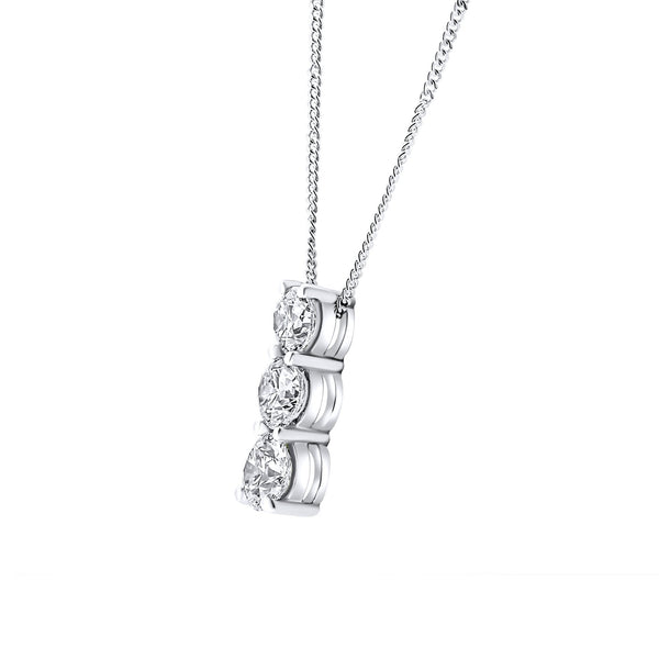 Platinum 1.50ct round brilliant cut diamond trilogy pendant