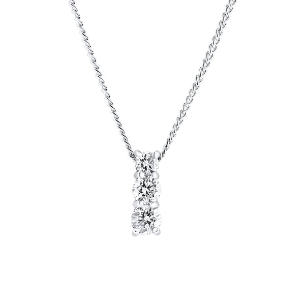 Platinum 0.33ct round brilliant cut diamond trilogy pendant