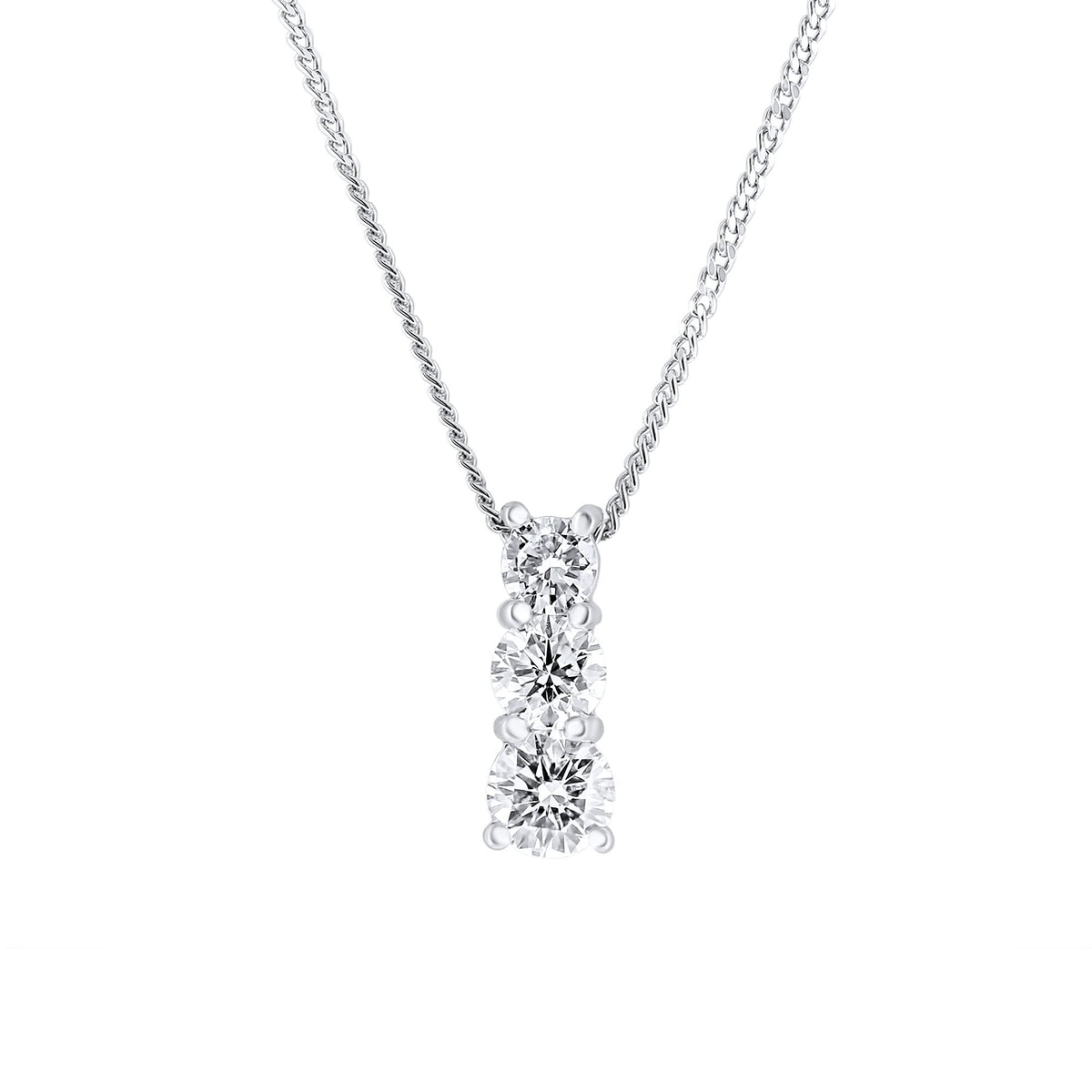 Platinum 0.75ct round brilliant cut diamond trilogy pendant