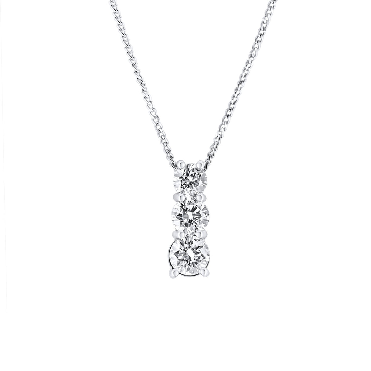 Platinum 1.00ct round brilliant cut diamond trilogy pendant