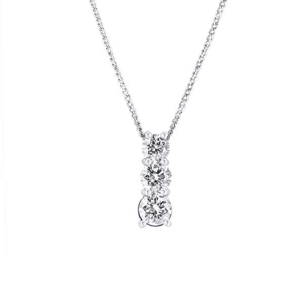 Platinum 1.00ct round brilliant cut diamond trilogy pendant