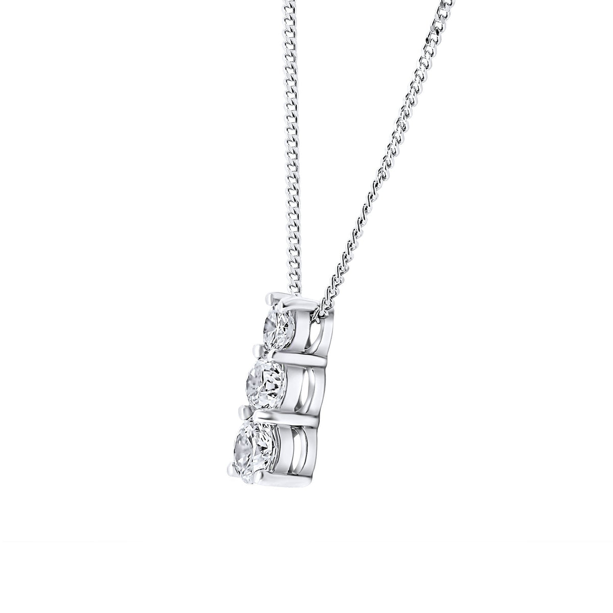 Platinum 1.00ct round brilliant cut diamond trilogy pendant