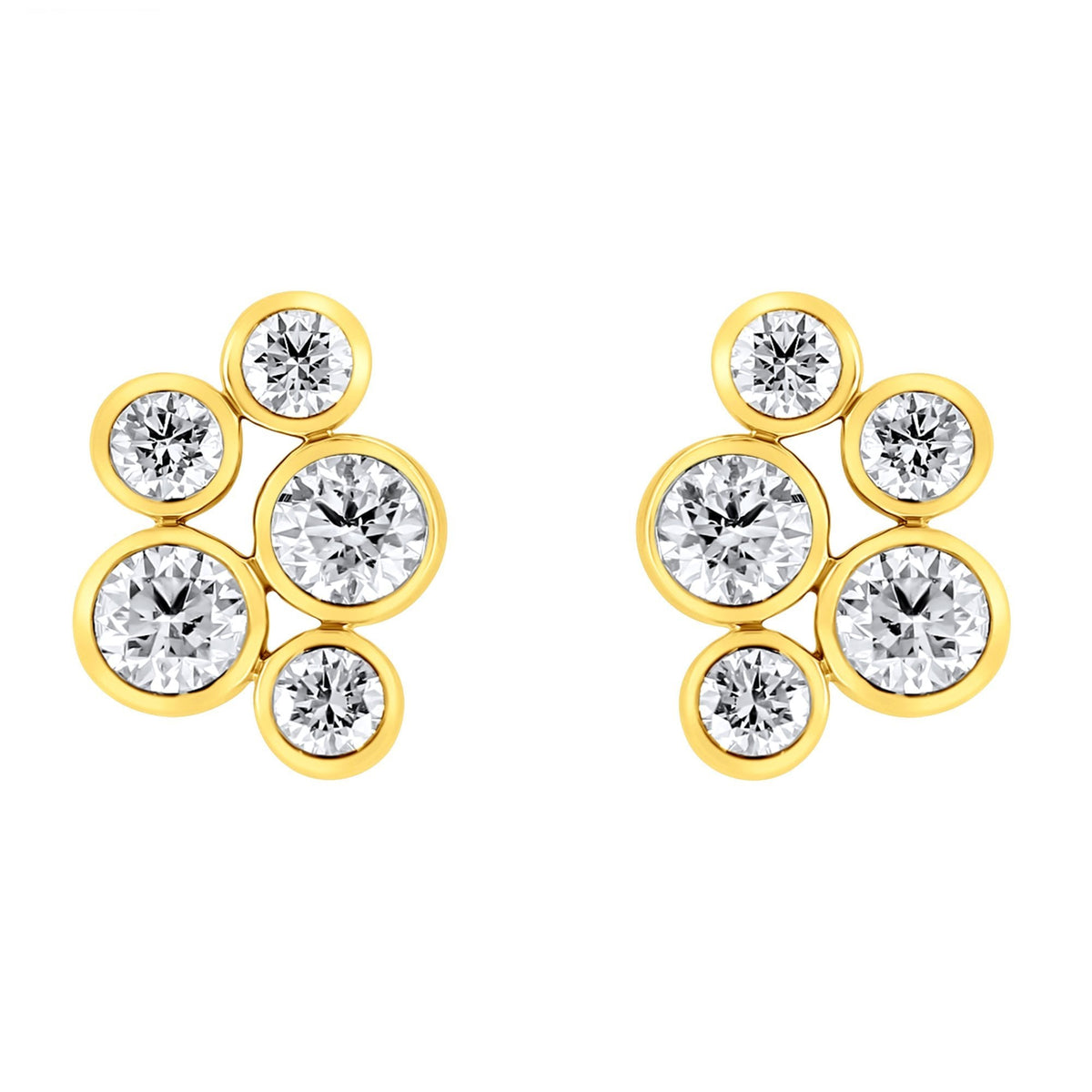 18ct yellow gold 1.91ct diamond cluster earrings