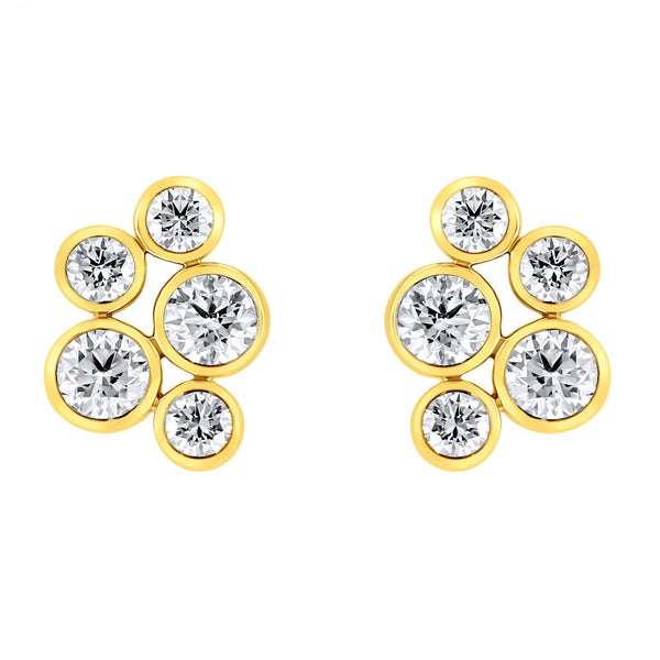 18ct yellow gold 1.91ct diamond cluster earrings