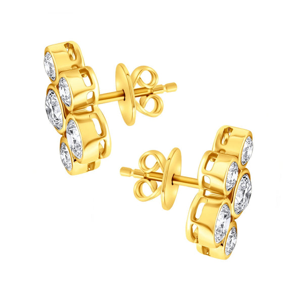 18ct yellow gold 1.91ct diamond cluster earrings