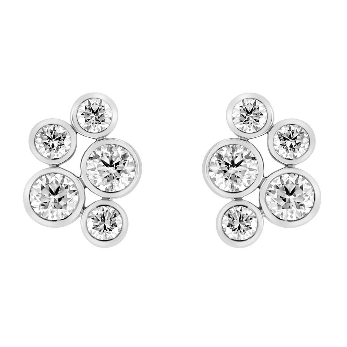 18ct white gold 1.95ct diamond cluster earrings