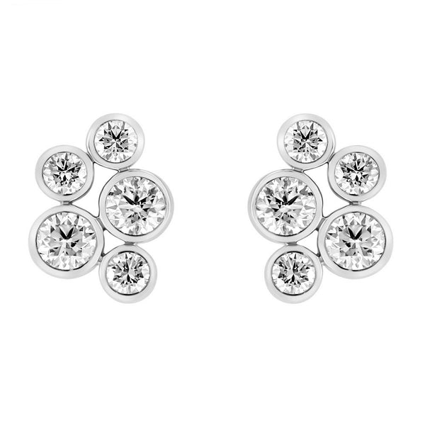 18ct white gold 1.95ct diamond cluster earrings