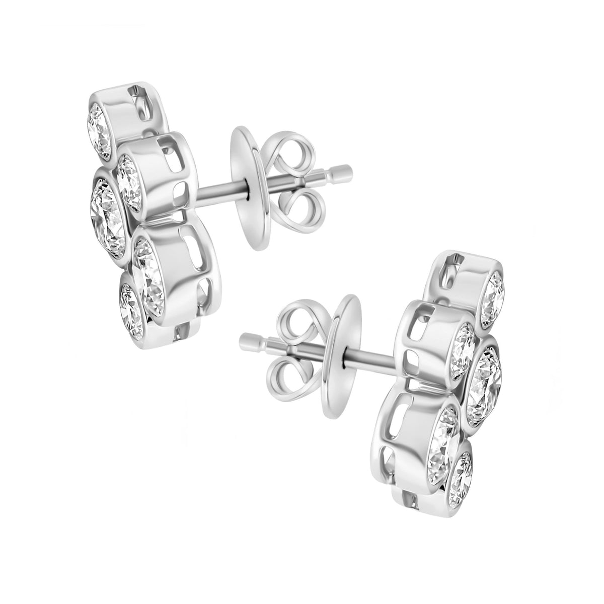 18ct white gold 1.95ct diamond cluster earrings