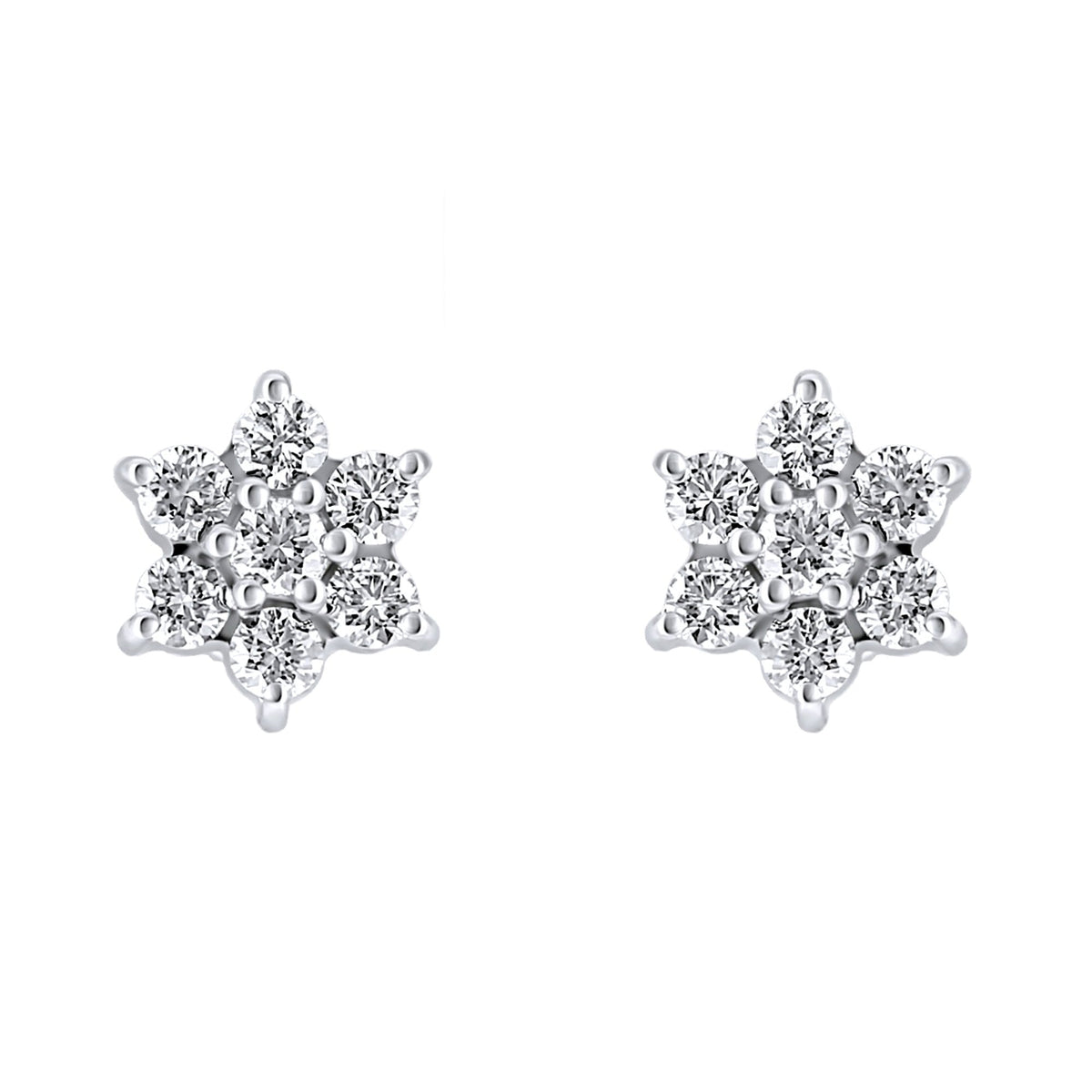 Platinum 0.50ct round brilliant diamond flower cluster earrings