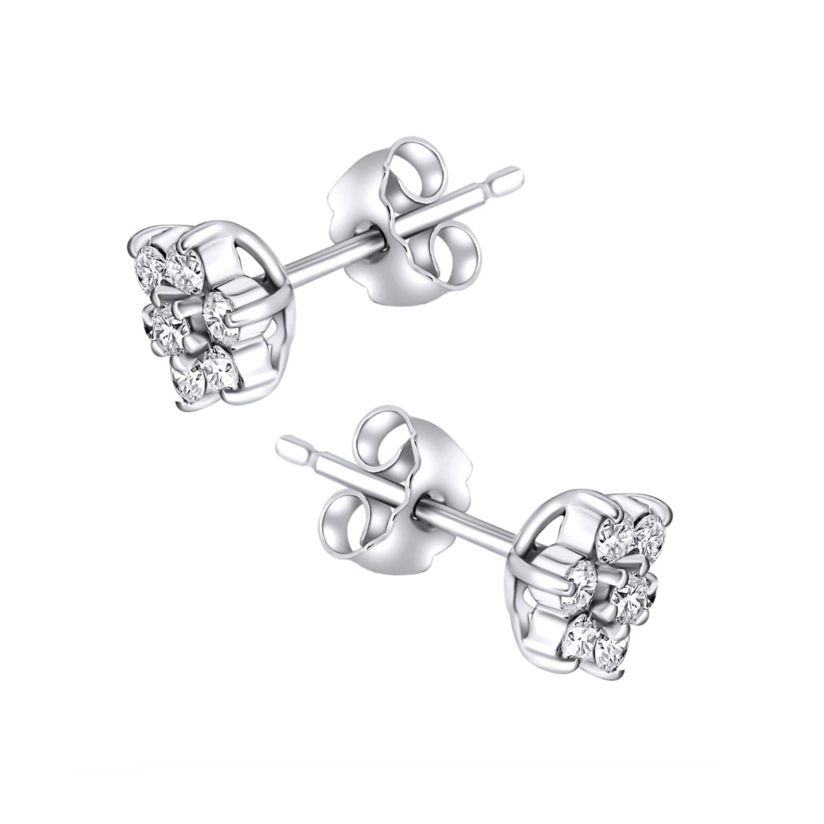 Platinum 0.50ct round brilliant diamond flower cluster earrings