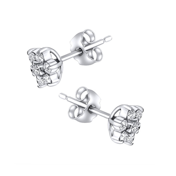 Platinum 0.50ct round brilliant diamond flower cluster earrings