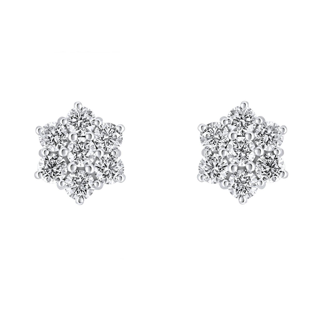 Platinum 1.00ct flower cluster diamond earrings