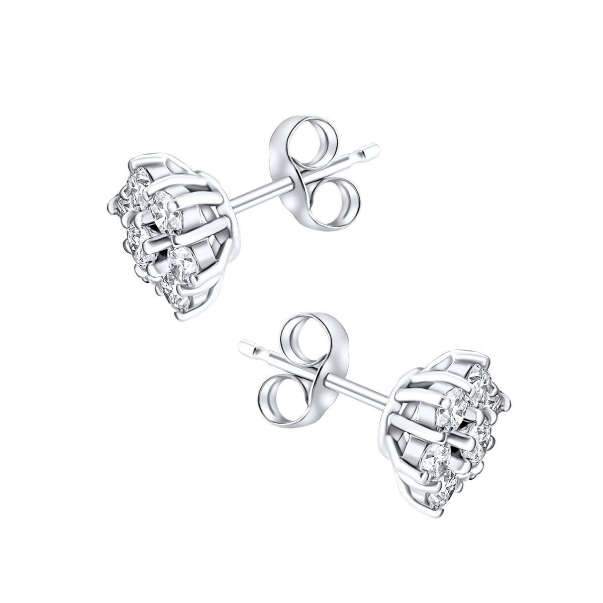 Platinum 1.00ct flower cluster diamond earrings