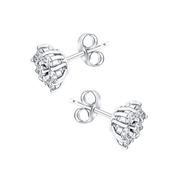 Platinum 1.00ct flower cluster diamond earrings