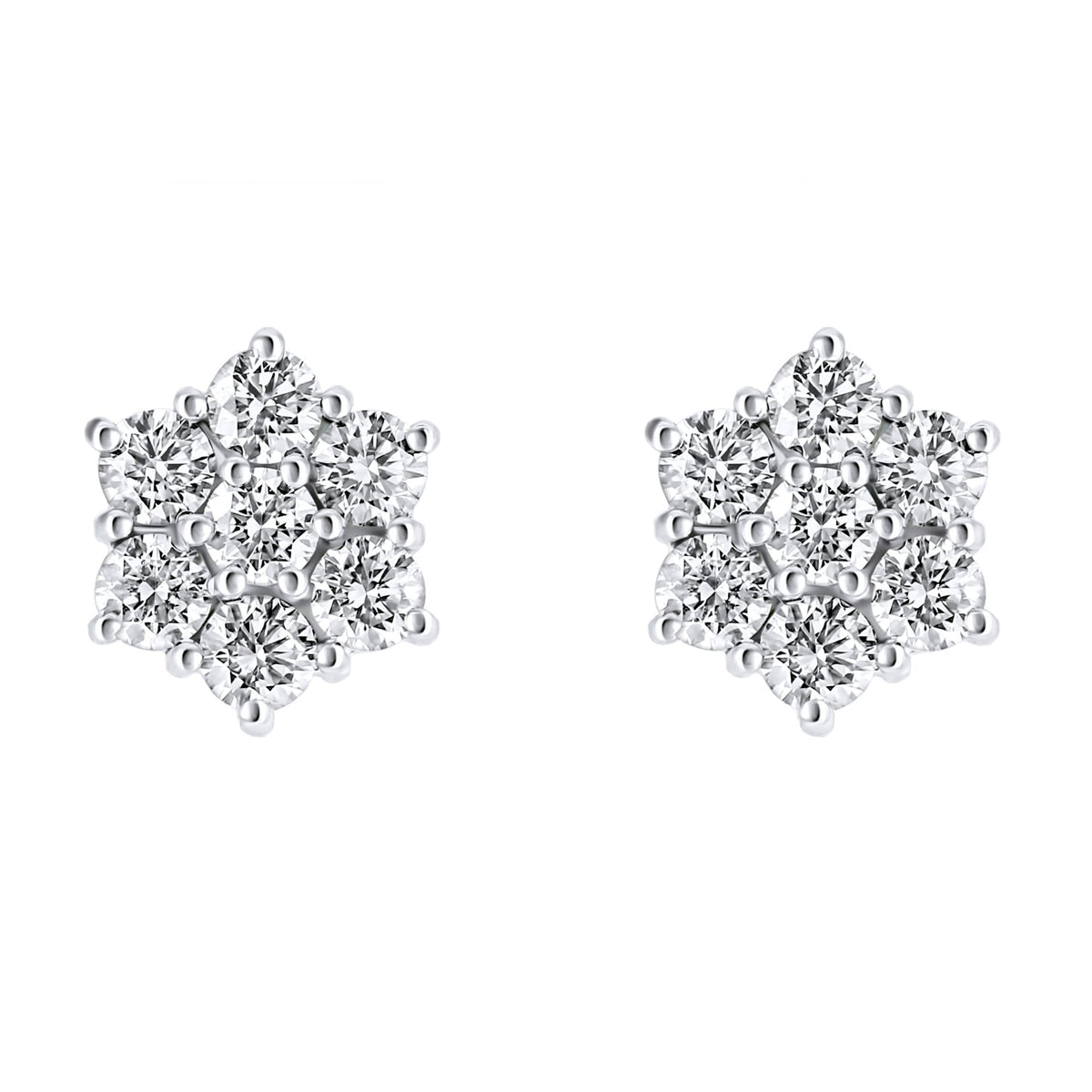 Platinum 1.50ct flower cluster diamond earrings
