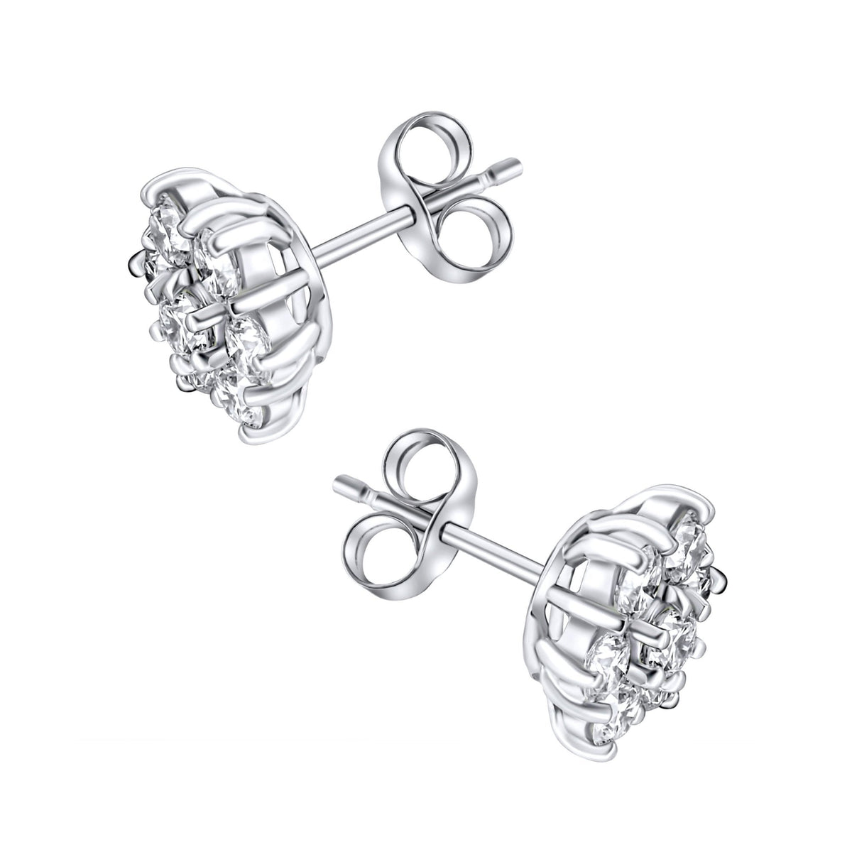 Platinum 1.50ct flower cluster diamond earrings