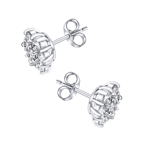 Platinum 1.50ct flower cluster diamond earrings