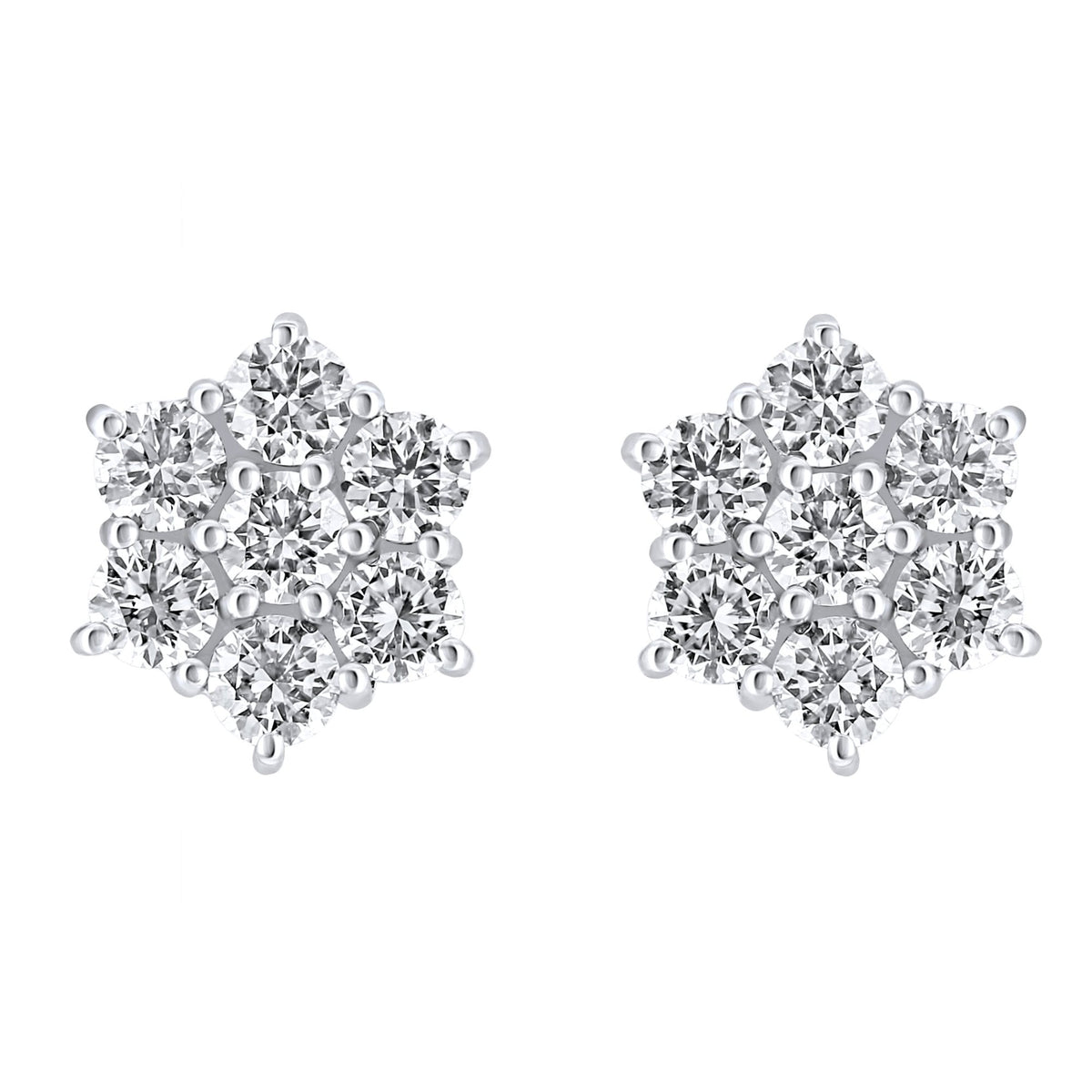 Platinum 2.00ct flower cluster diamond earrings