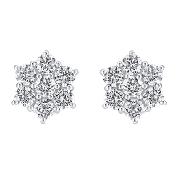 Platinum 2.00ct flower cluster diamond earrings
