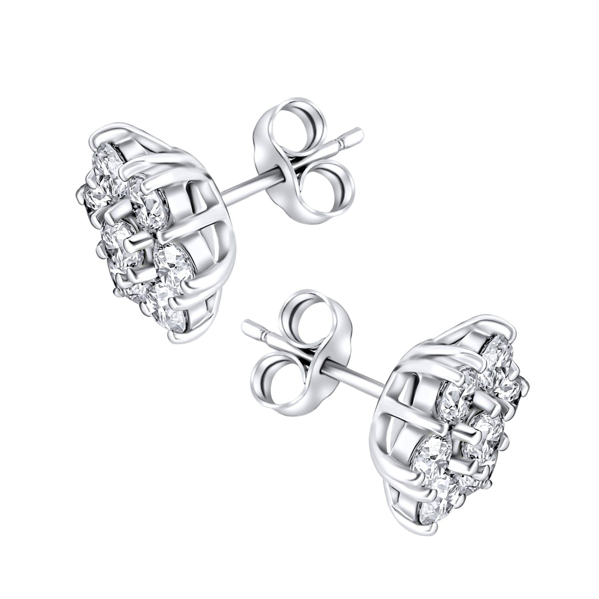 Platinum 2.00ct flower cluster diamond earrings