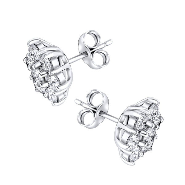 Platinum 2.00ct flower cluster diamond earrings