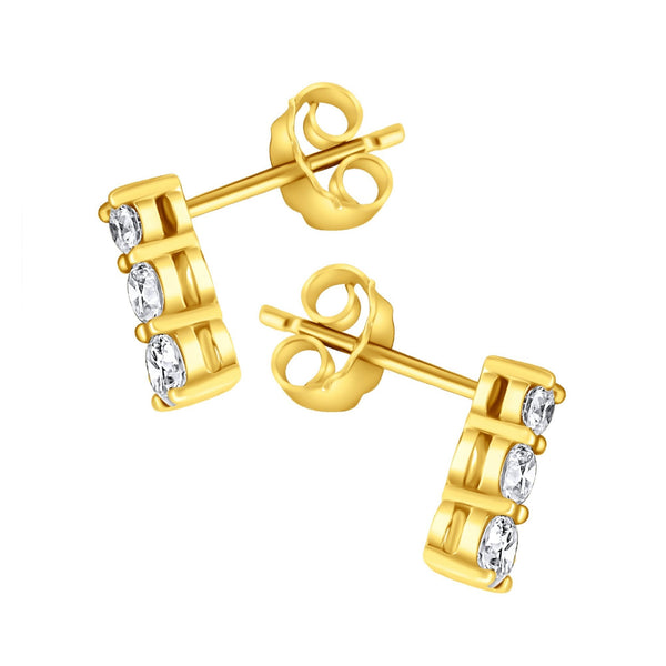 18ct yellow gold 0.33ct round brilliant diamond trilogy earrings