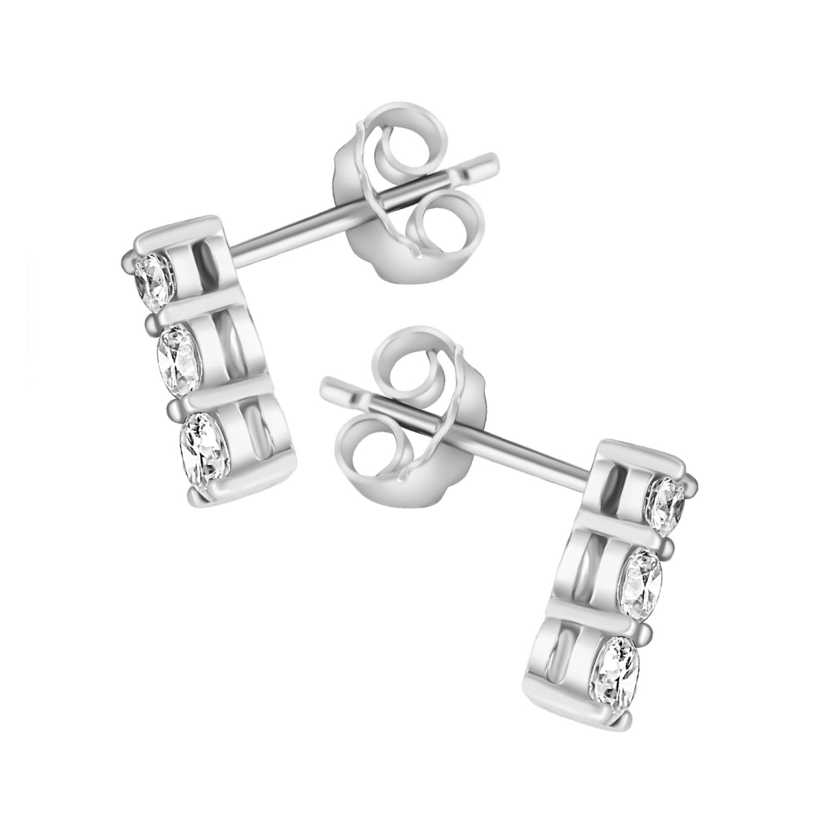 Platinum 0.33ct round brilliant cut diamond trilogy earrings