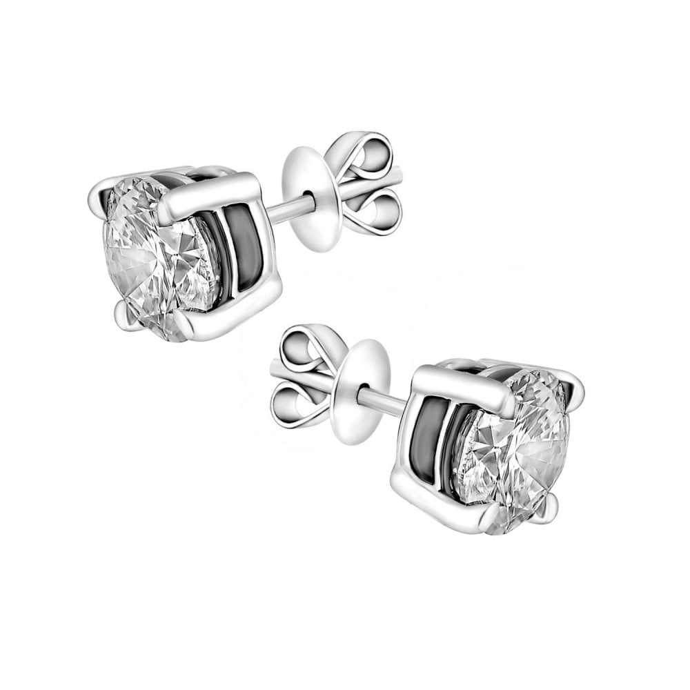 Lab grown platinum 5.00ct D VS1 IGI round diamond stud earrings