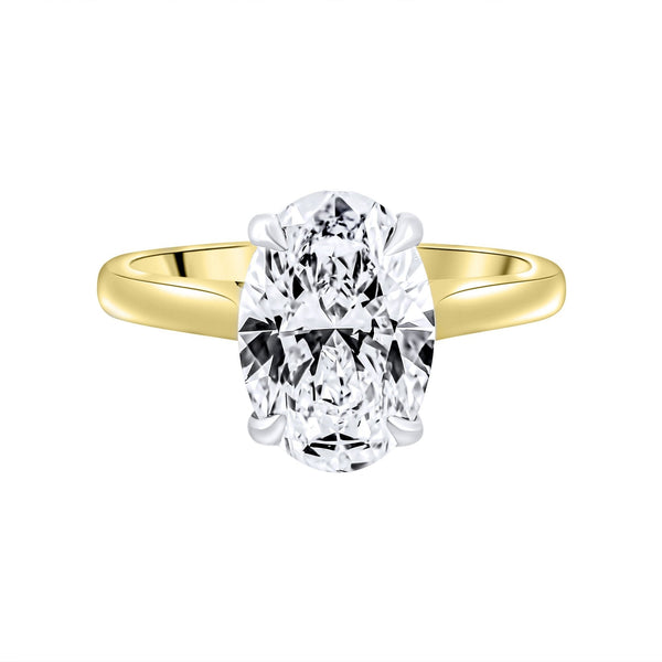 Lab grown 18ct yellow gold 3.00ct D VVS2 IGI oval diamond ring
