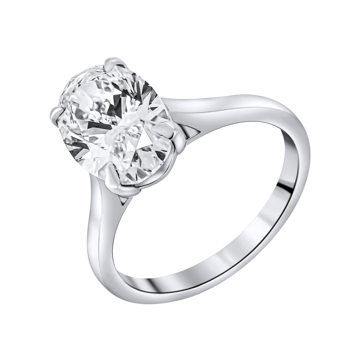 Lab grown platinum 3.04ct D VVS2 IGI oval cut diamond ring